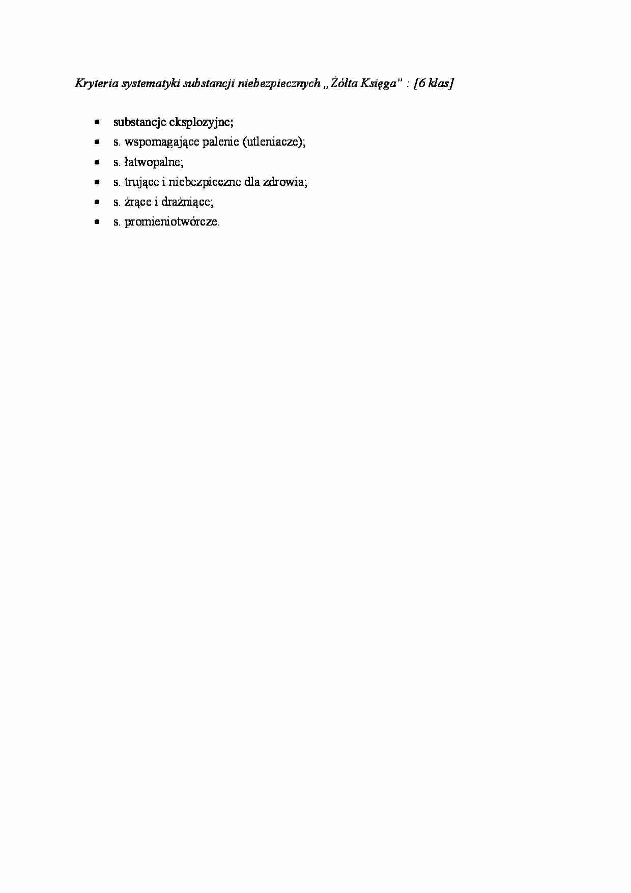 Kryteria systematyki substancji niebezpiecznych - strona 1