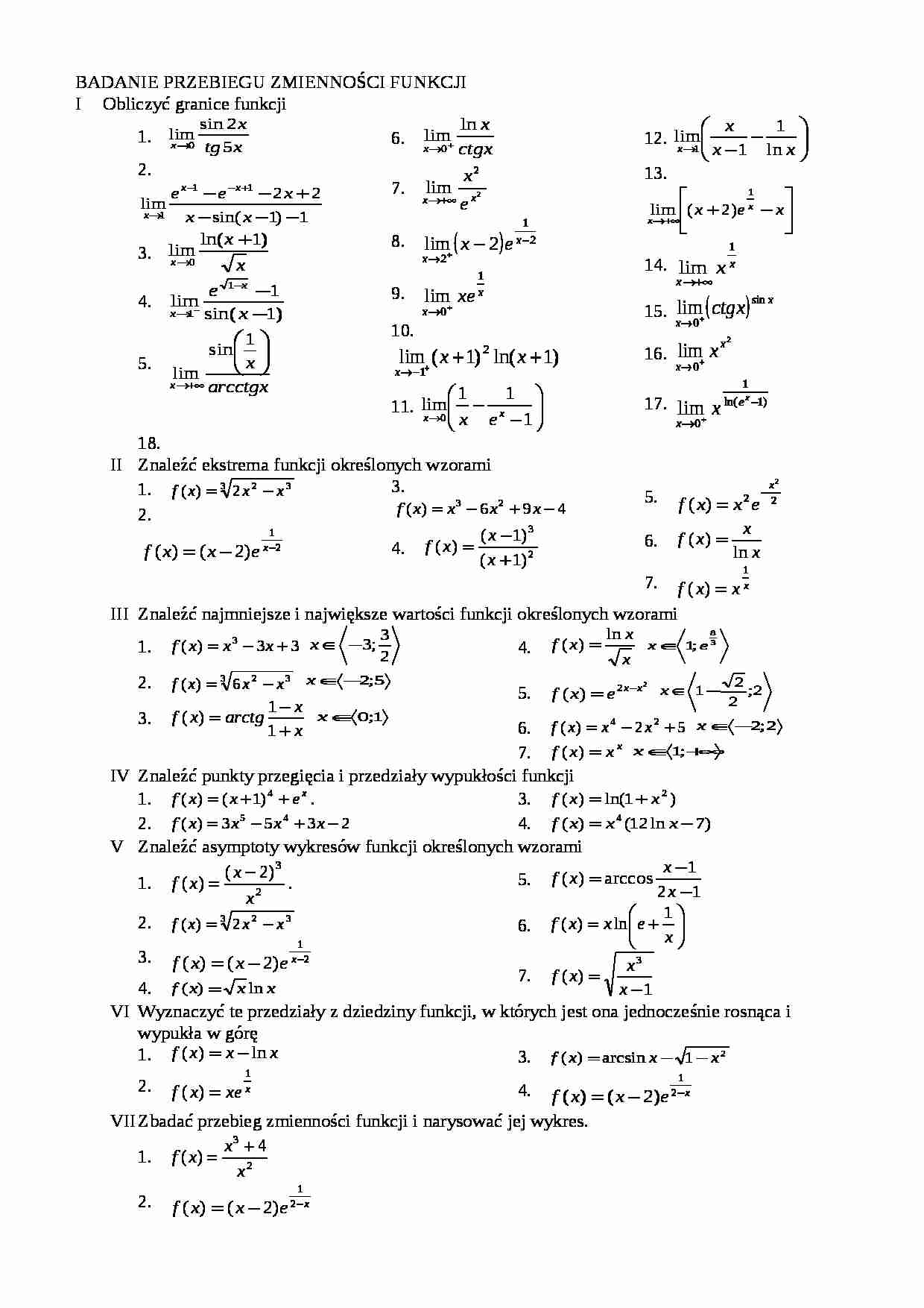 Badanie przebiegu funkcji - wykład - strona 1