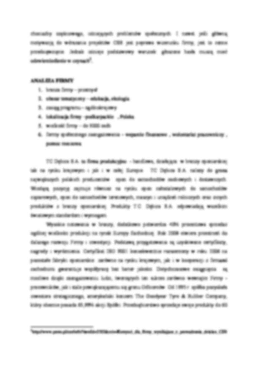 Społeczna odpowiedzialnośc biznesu - firma Dębica S.A. - praca zaliczeniowa, MWSE - strona 2