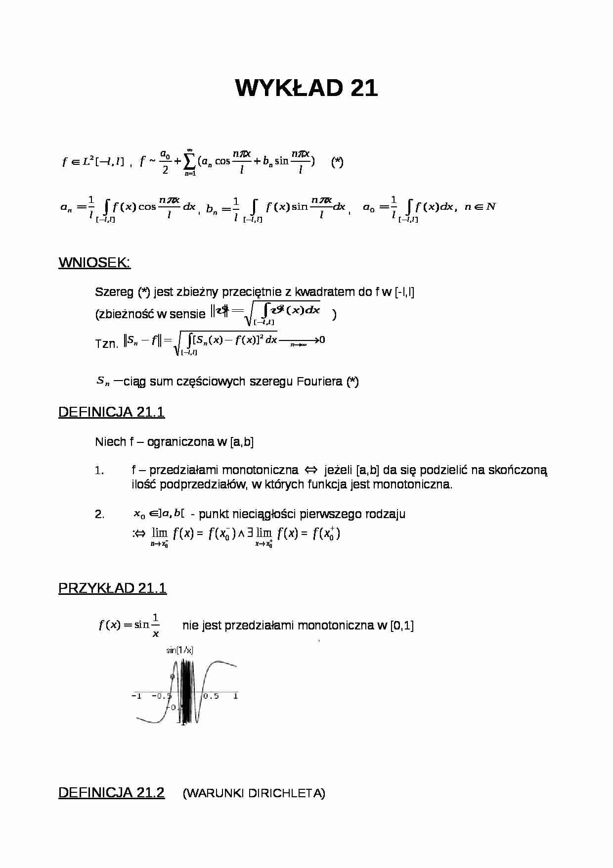 Analiza matematyczna- wykład 21 - strona 1