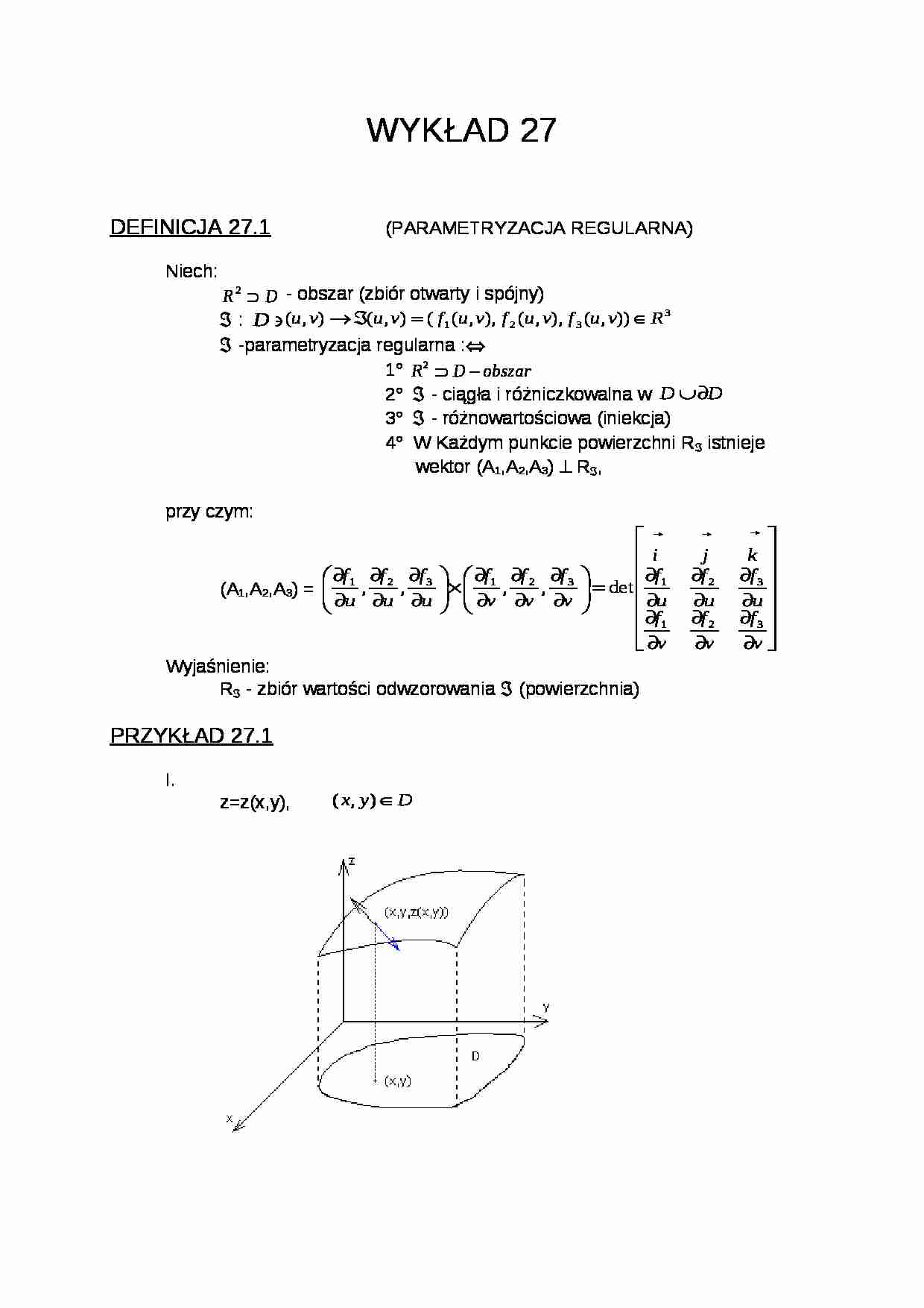 Parametryzacja regularna- wykład 27 - strona 1
