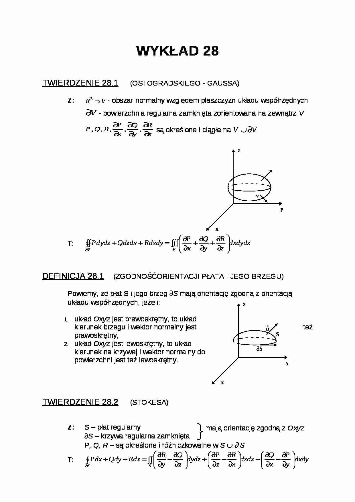 Analiza matematyczna- wykład 28 - strona 1