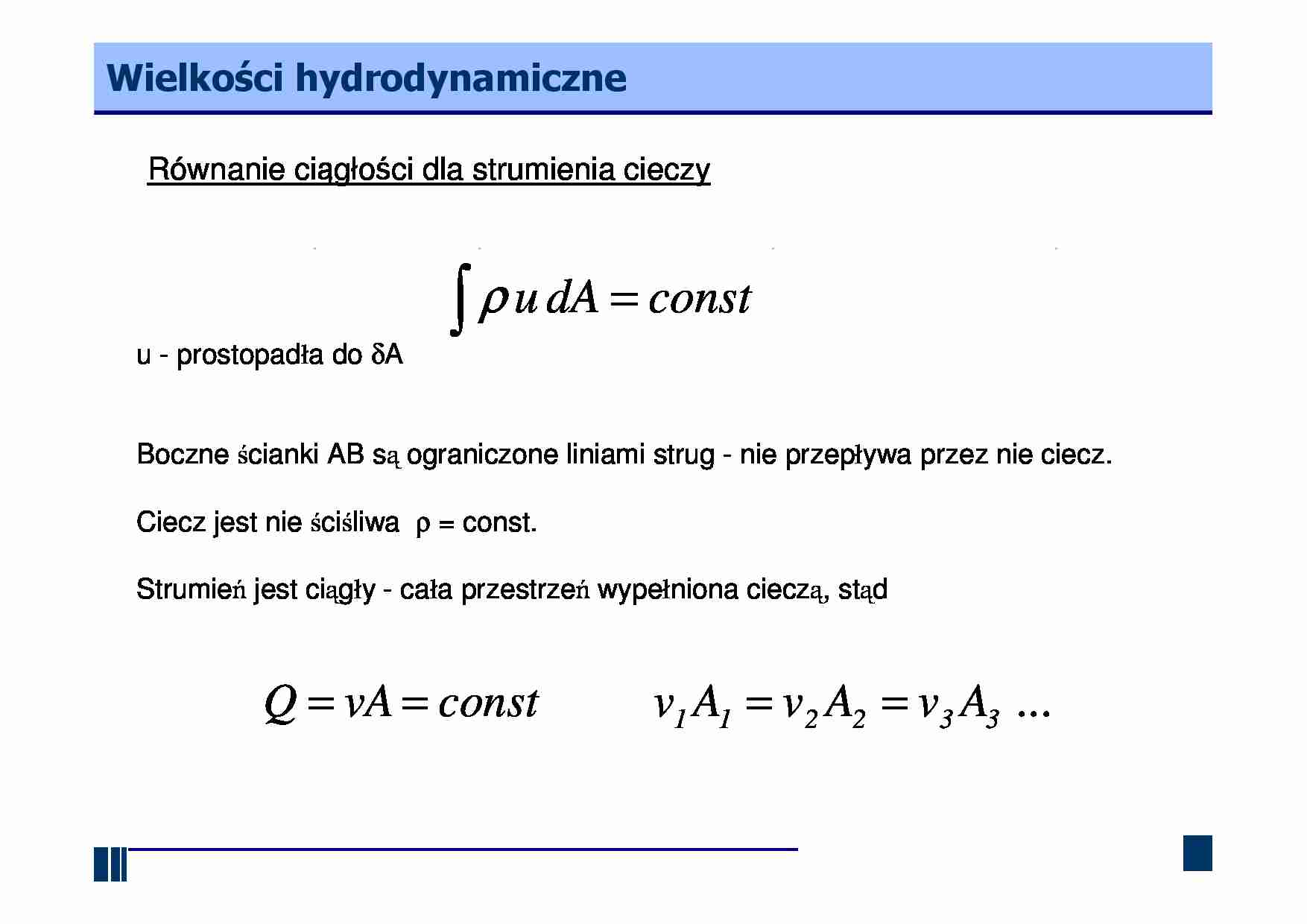 Wielkości hydrodynamiczne- wykład 3 - strona 1