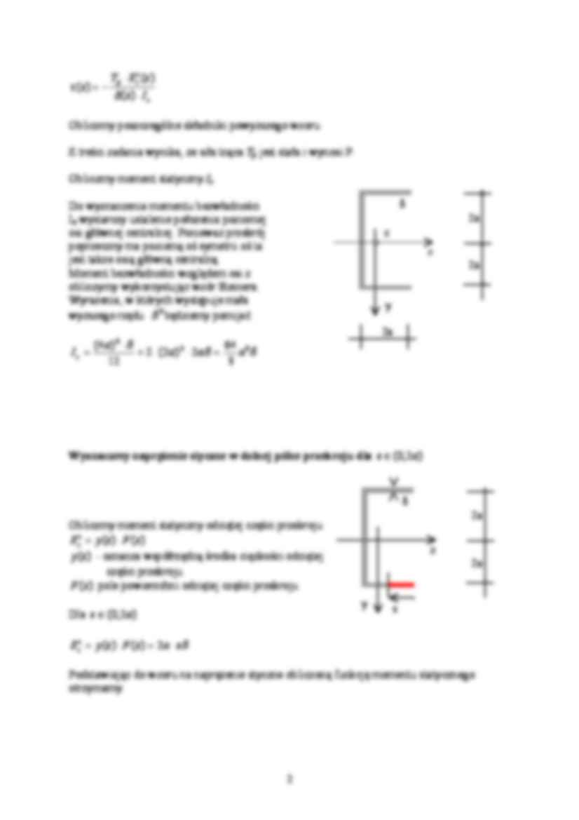 Naprężenia styczne przy zginaniu belki cienkościennej- opracowanie - strona 2