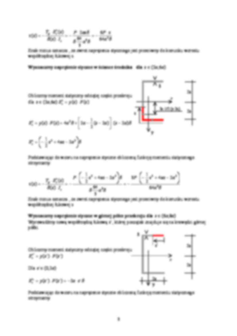 Naprężenia styczne przy zginaniu belki cienkościennej- opracowanie - strona 3