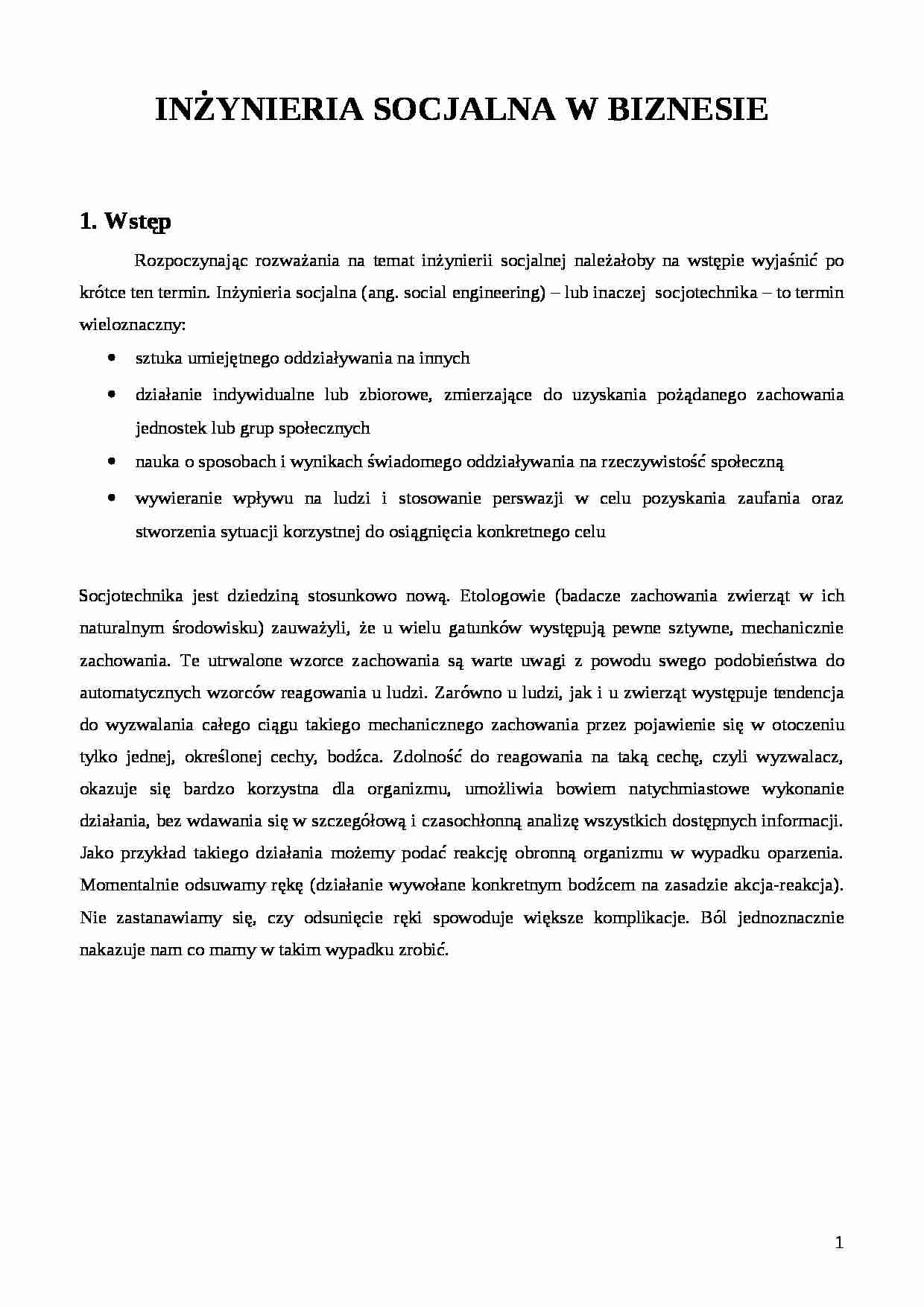 Inżynieria socjalna w biznesie - wykład - strona 1