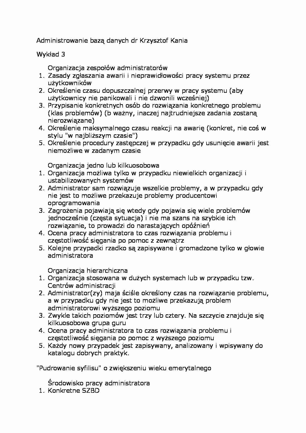 Wykład - Organizacja zespołów administratorów - strona 1