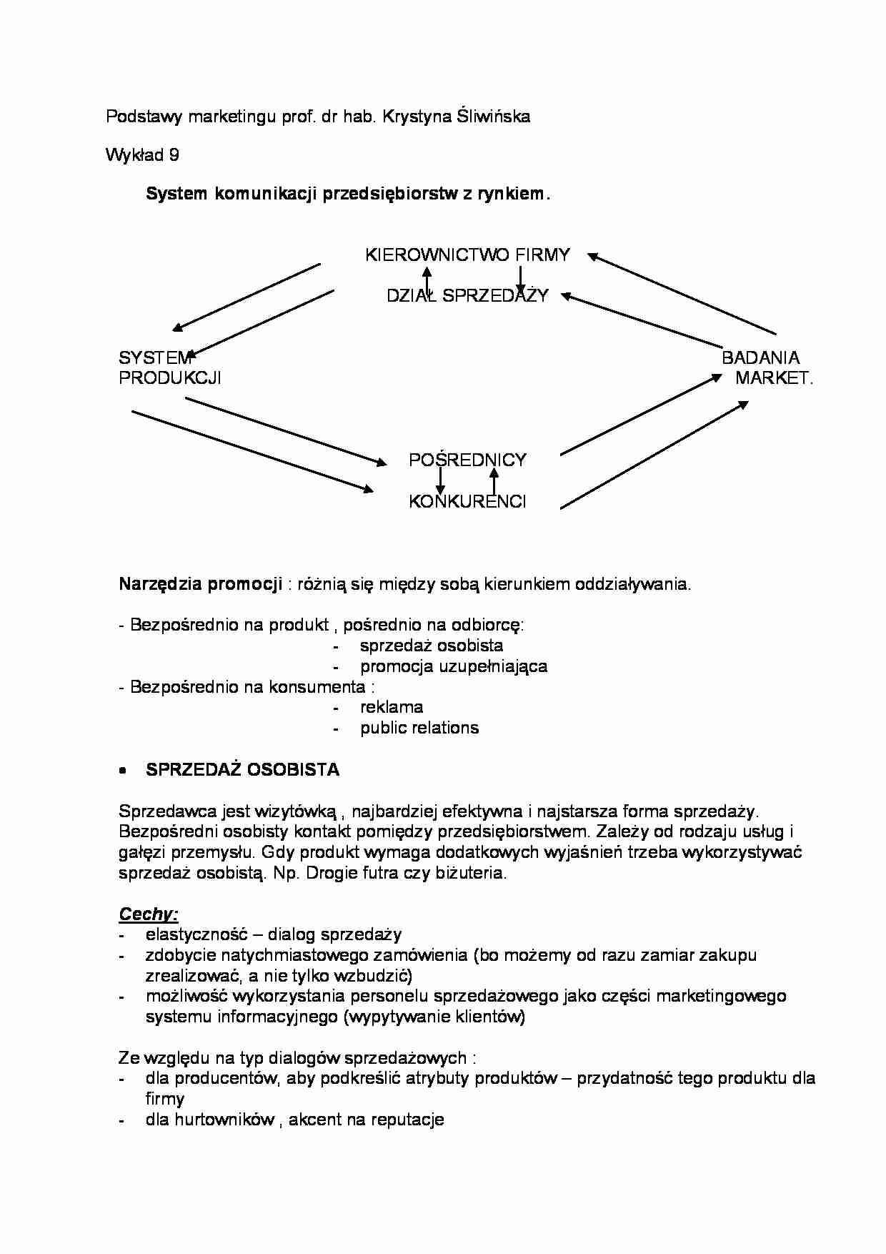 Wykład - System komunikacji przedsiębiorstw z rynkiem - strona 1