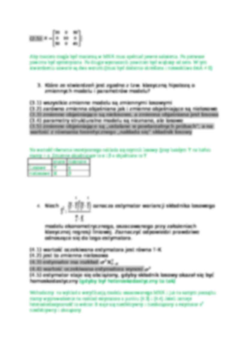 Ekonometria - Test 1 - strona 2