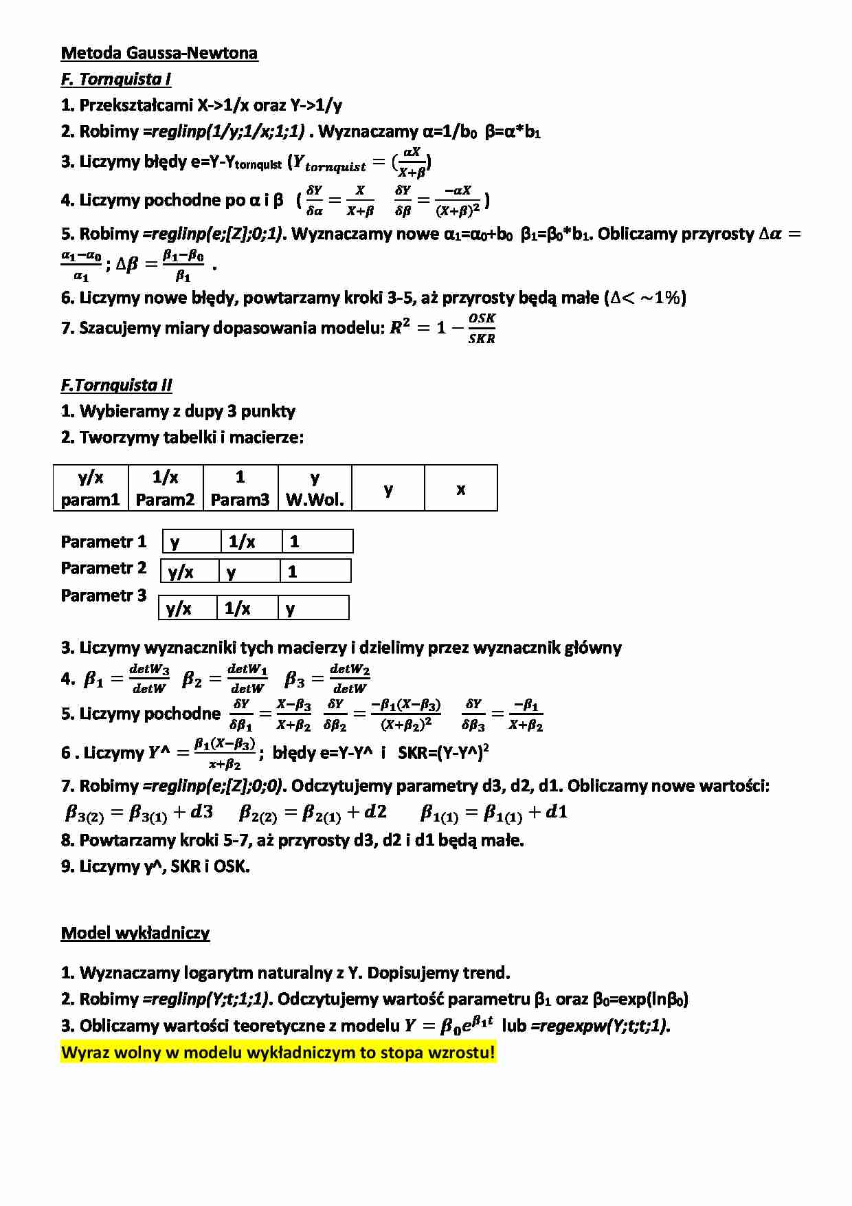  Ekonometria - Metoda Gaussa - strona 1