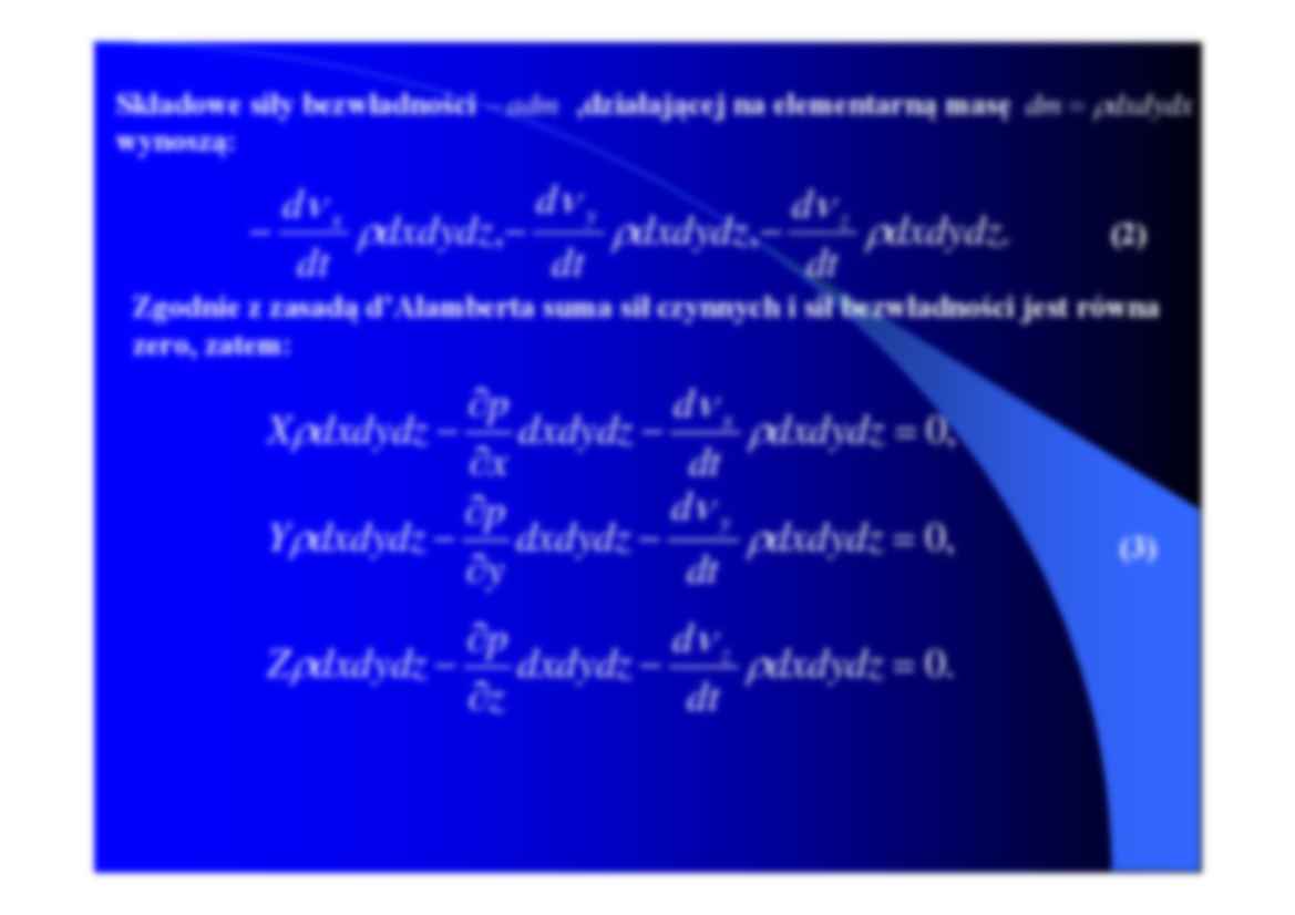 Wykład - równania ruchu płynu - strona 3