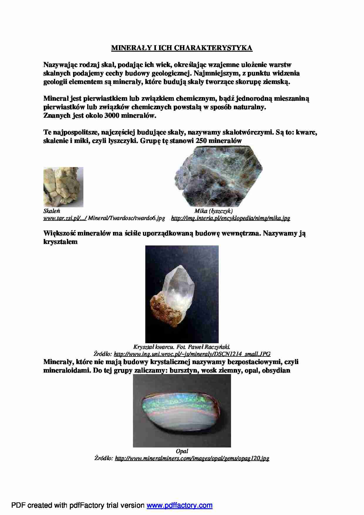 Minerały i ich charakterystyka - wykład - strona 1