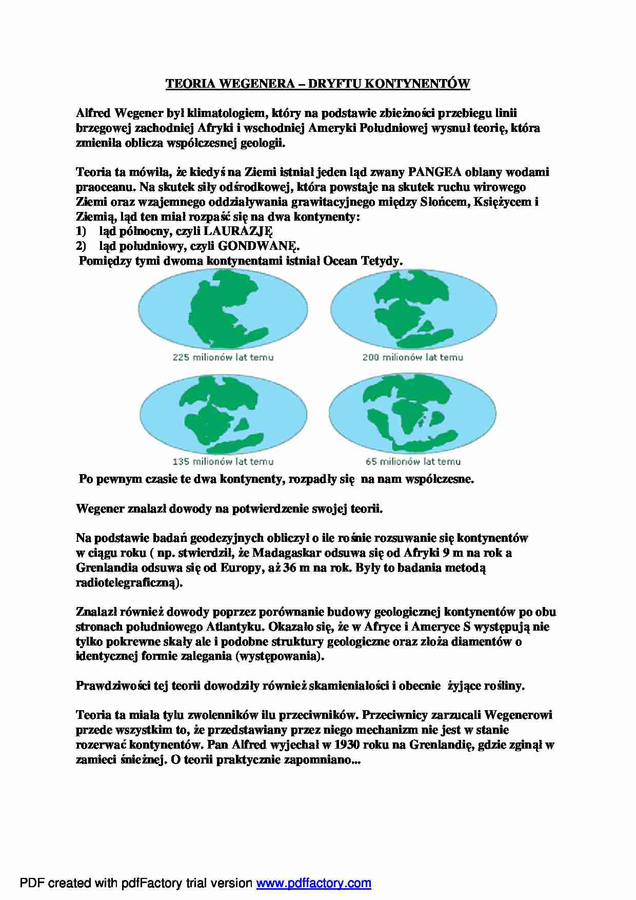 Teoria wegenera dryftu kontynentów - wykład - strona 1