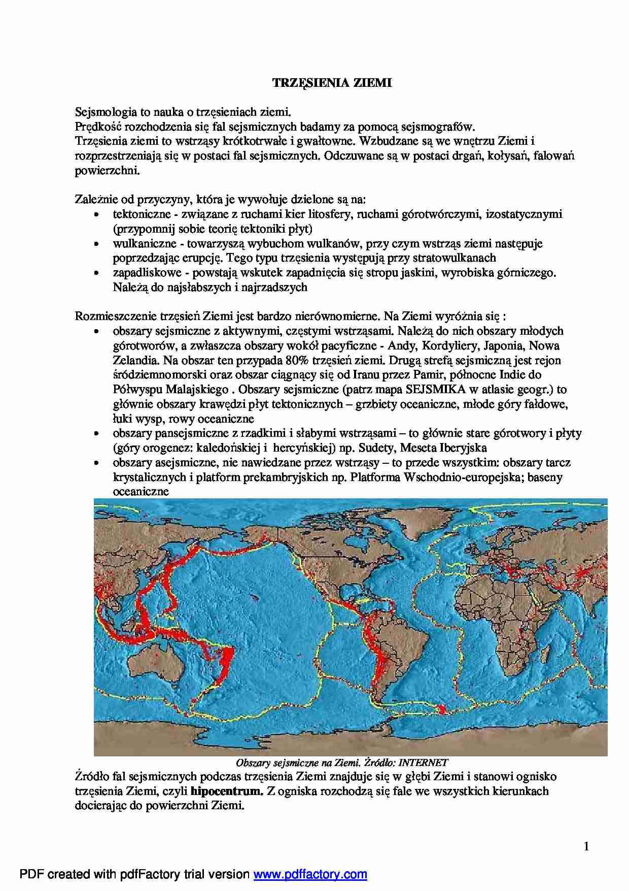 Trzęsienia Ziemi - wykład - strona 1