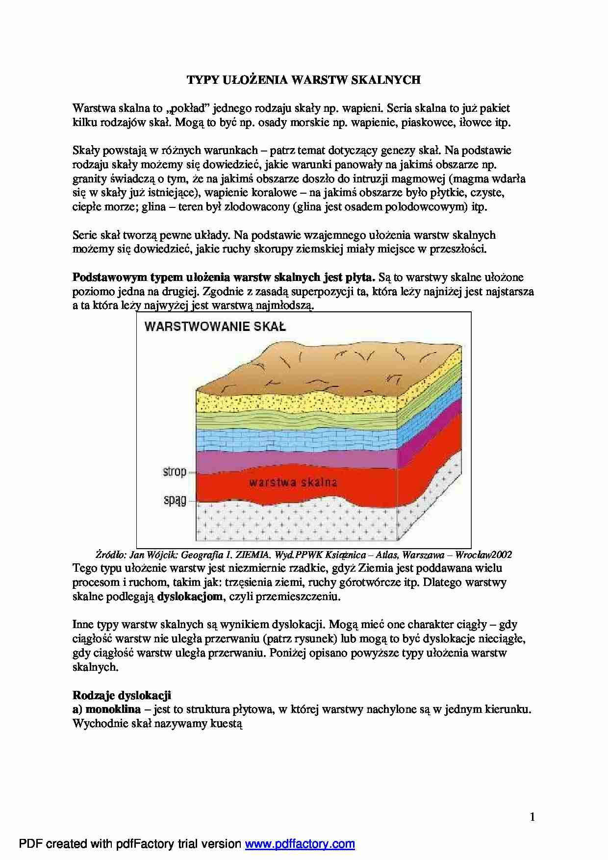 Typy ułożenia warstw skalnych - wykład - strona 1