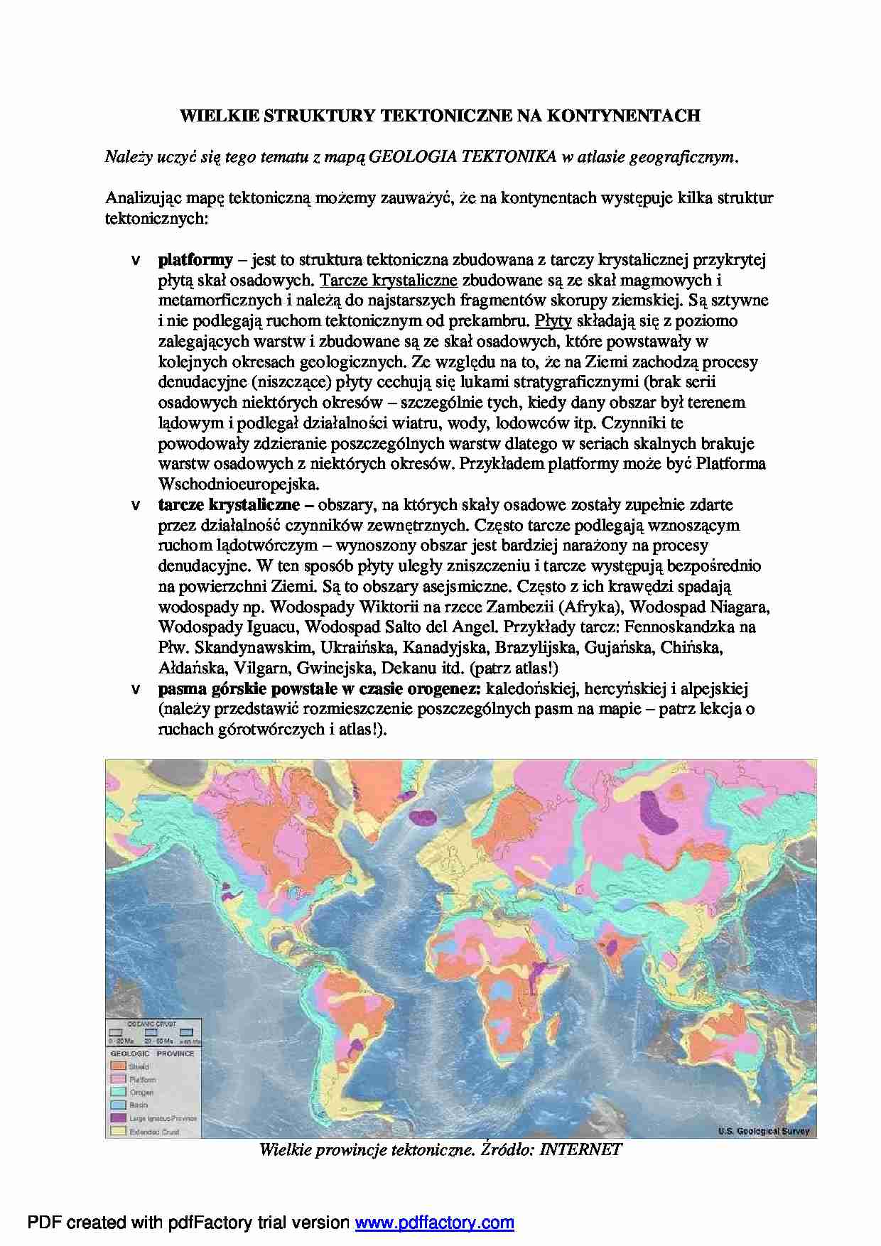 Wielkie struktury tektoniczne na kontynentach - wykład - strona 1