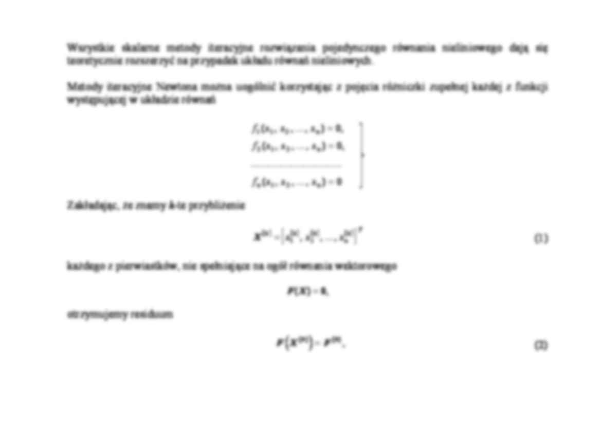 Układy równań nieliniowych - metody netwona - wykład  - strona 3
