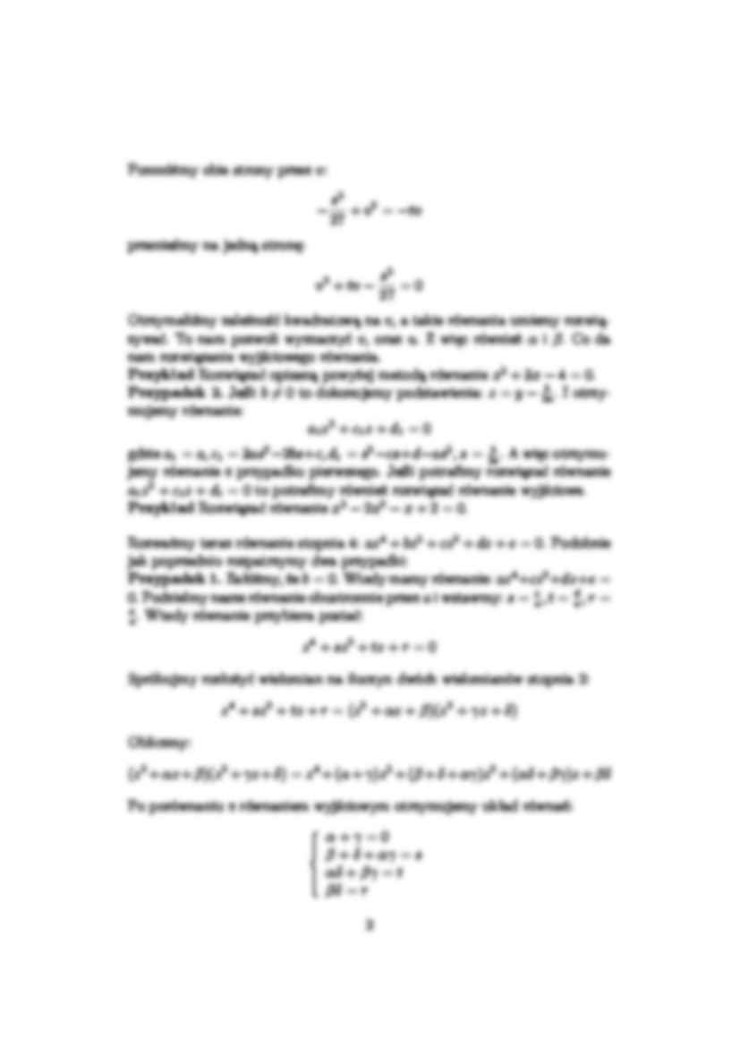 równania stopnia 2, 3 i 4 -  Wykład 8 - strona 2