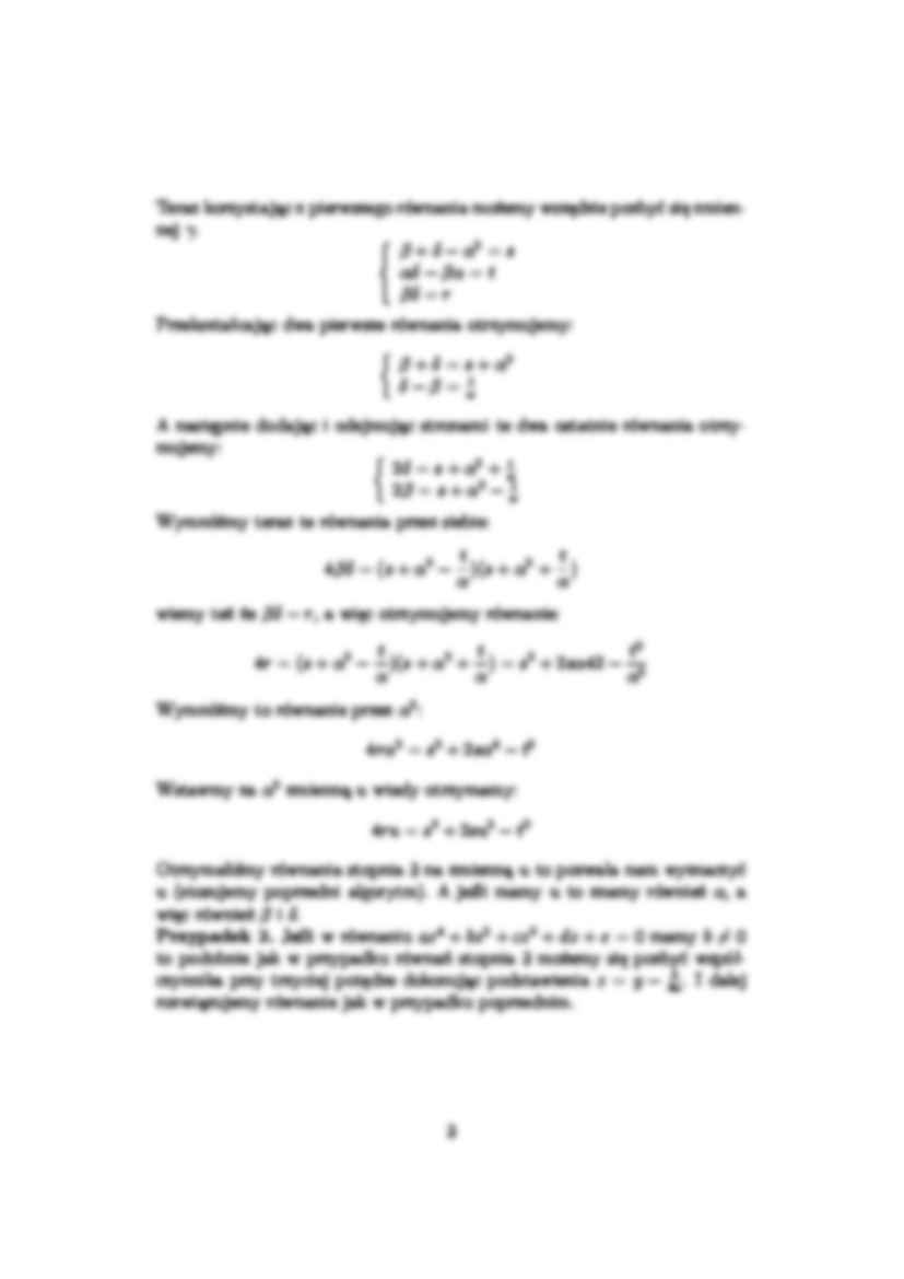 równania stopnia 2, 3 i 4 -  Wykład 8 - strona 3