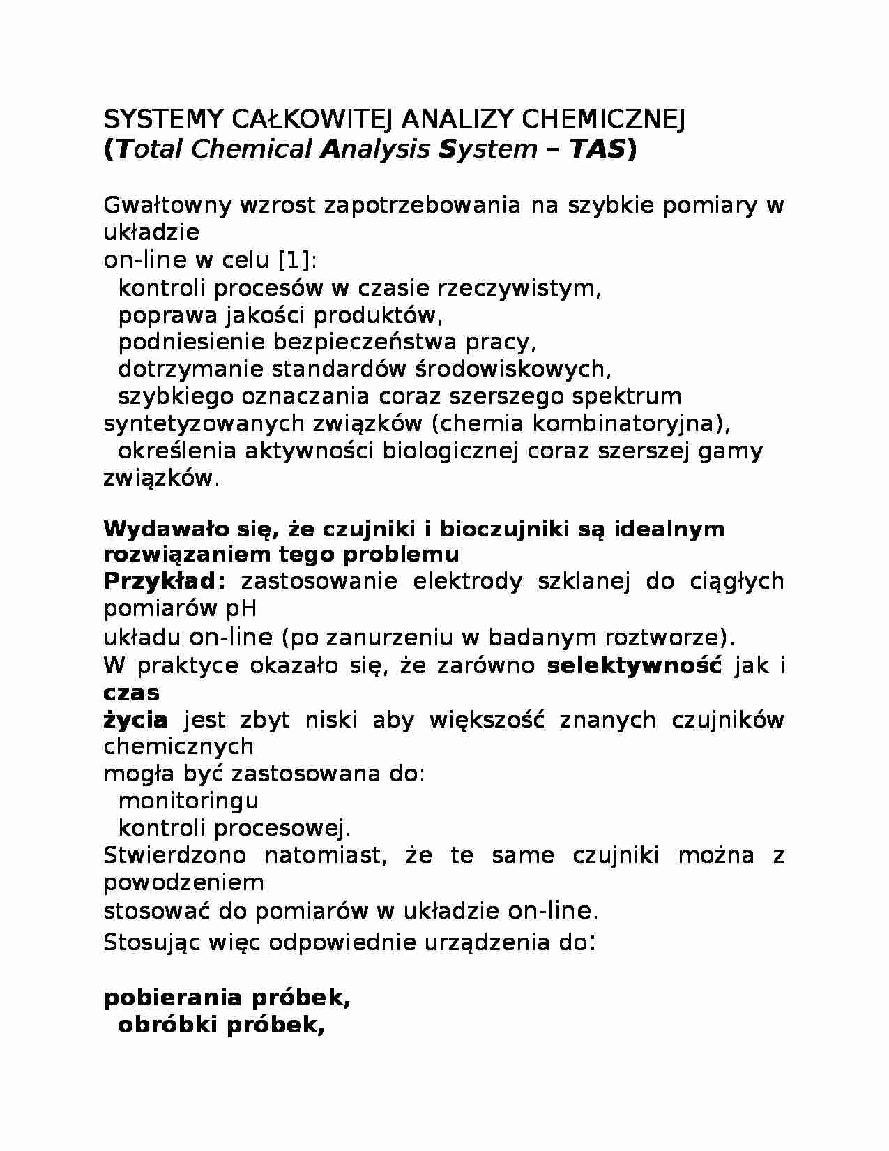 System całkowitej analizy chemicznej - omówienie - strona 1