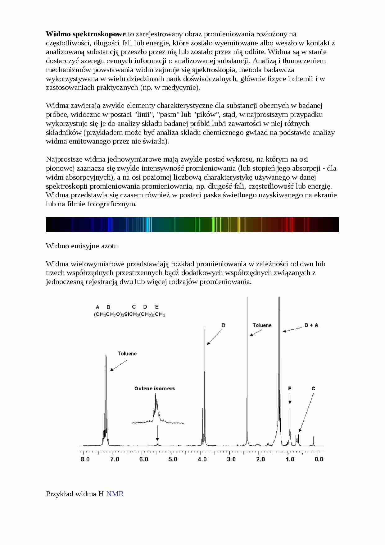 Widmo spektroskopowe - omówienie - strona 1