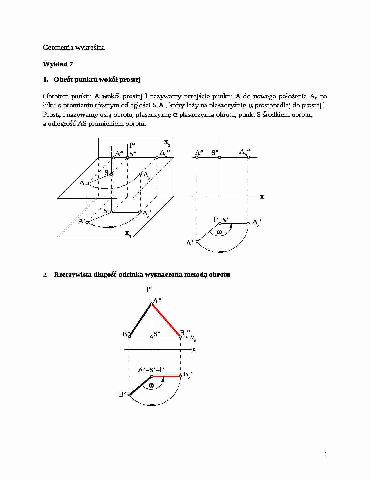 Geometria wykreślna - wykład - strona 1