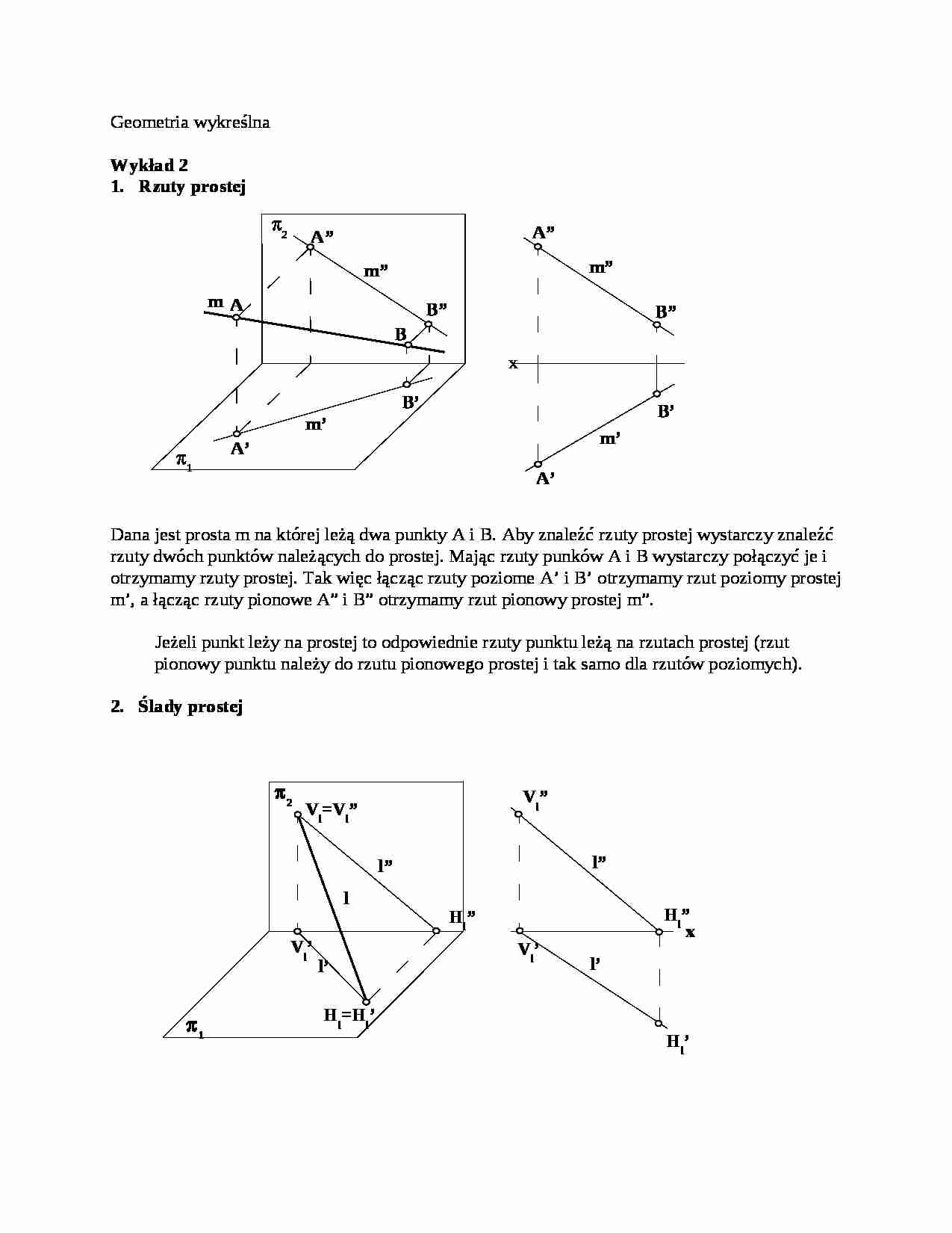Geometria wykreślna - Wykład 2 - strona 1