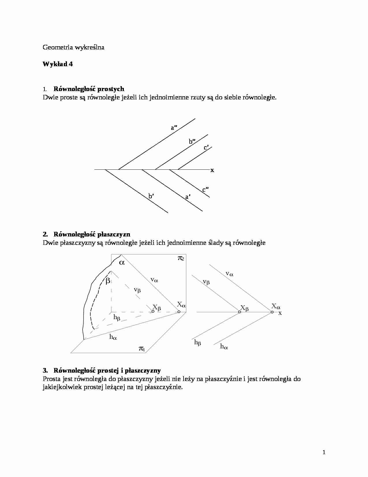 Geometria wykreślna - Wykład 4 - strona 1