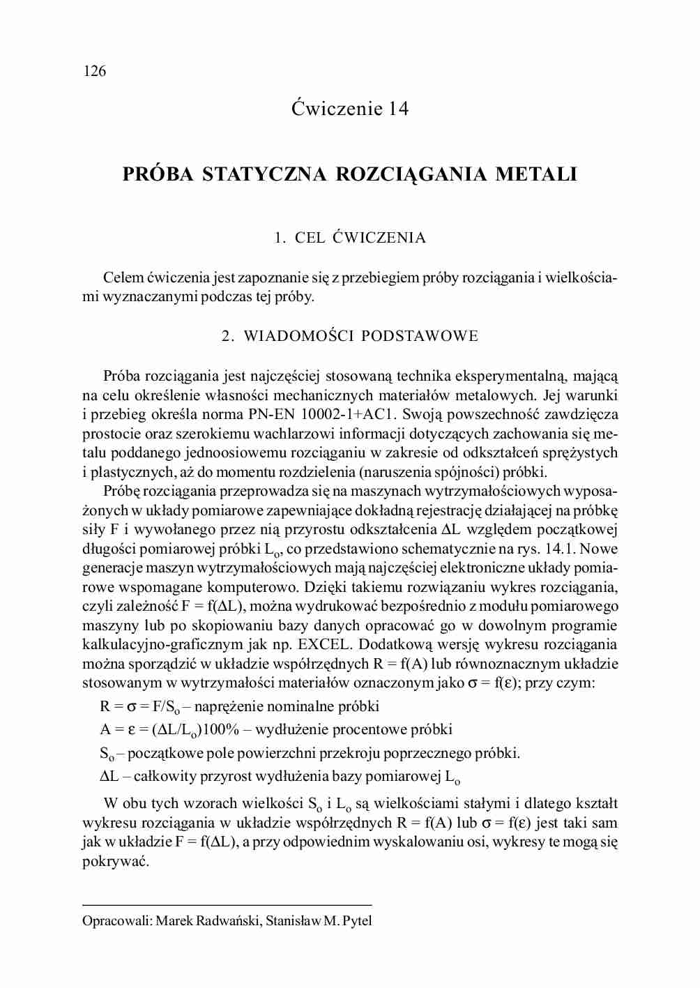Próba statyczna rozciągania metali - ćwiczenia - strona 1