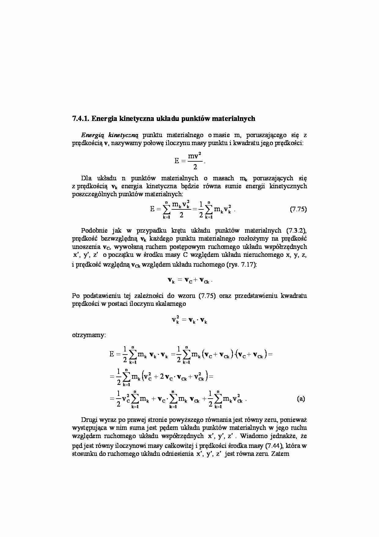 Energia kinetyczna układu punktów materialnych - strona 1