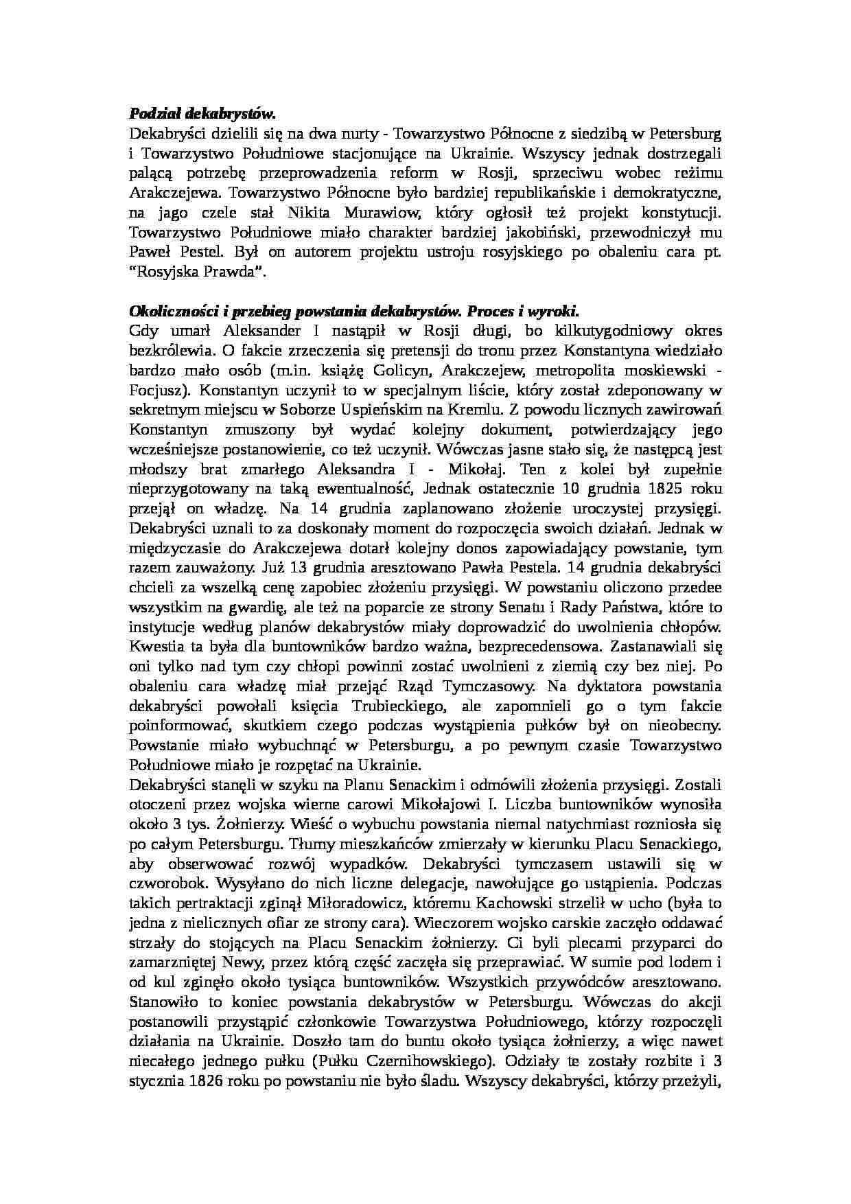 WYKŁAD Powstanie dekabrystów w Rosji (1825) - strona 1