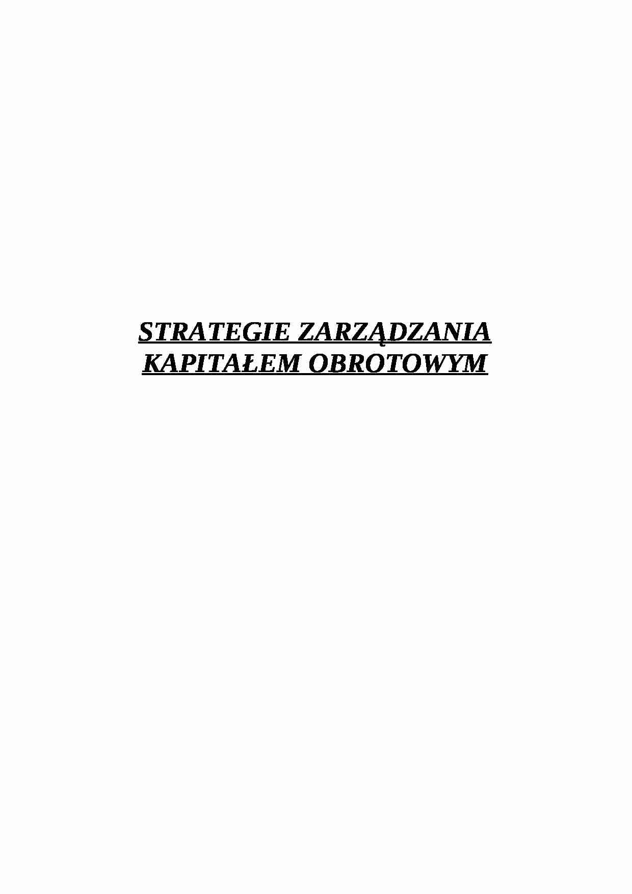 Strategie zarządzania kapitałem obrotowym - strona 1