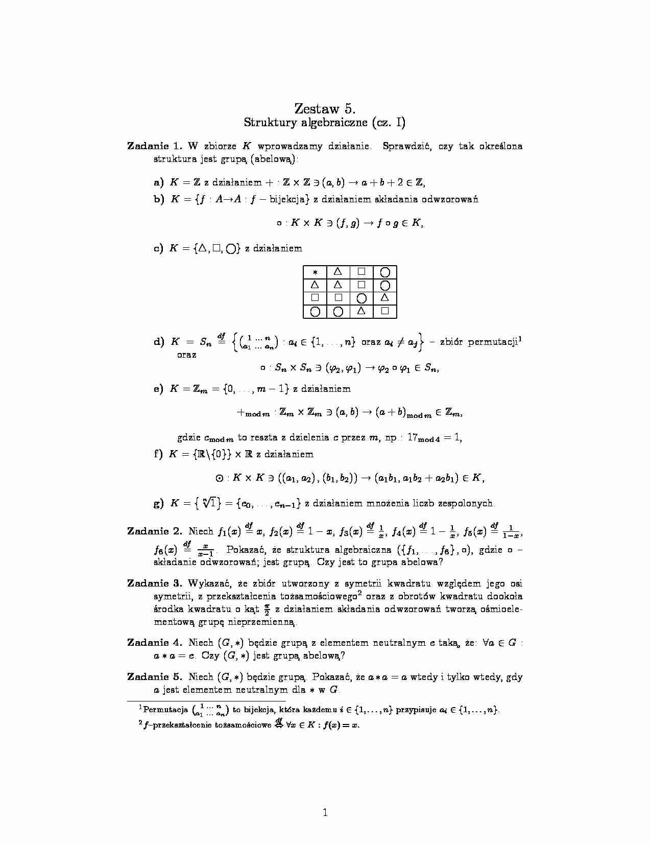Zestaw zadań  - Liczby algebraiczne - strona 1
