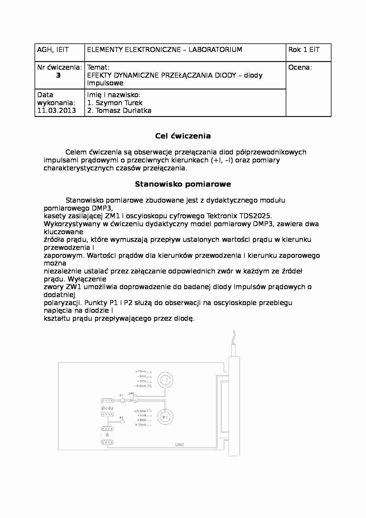 Efekty dynamiczne przełączania diody (konspekt) - strona 1