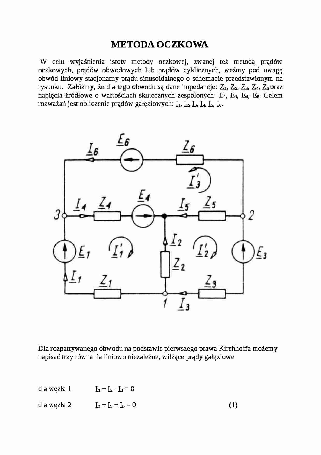 Rozwiązywanie układów metodą oczkową-opracowanie - strona 1