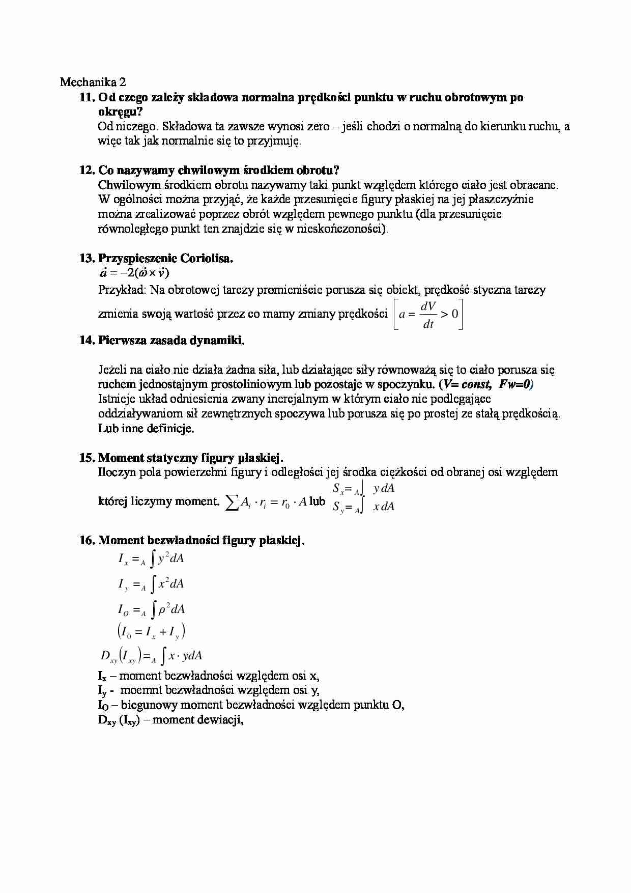 mechanika pytania inżynierka - strona 1