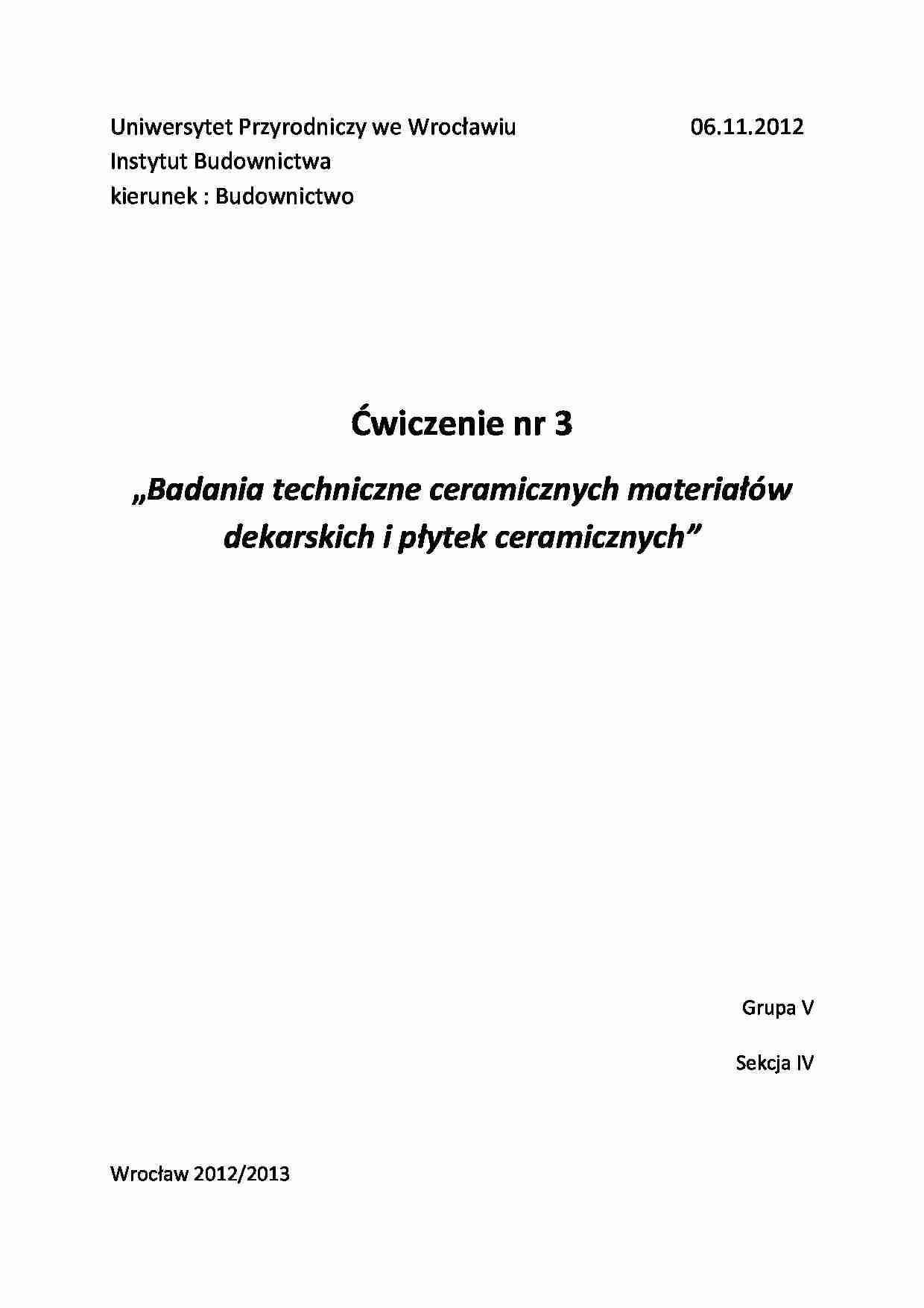 Badania techniczne ceramicznych materiałów dekarskich i płytek ceramicznych - strona 1