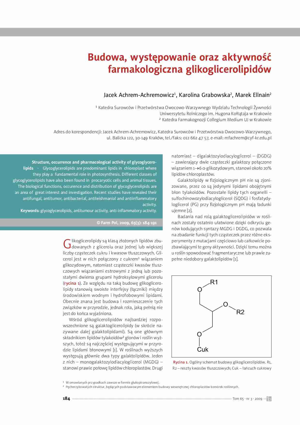 Glikoglicerolipidy - strona 1