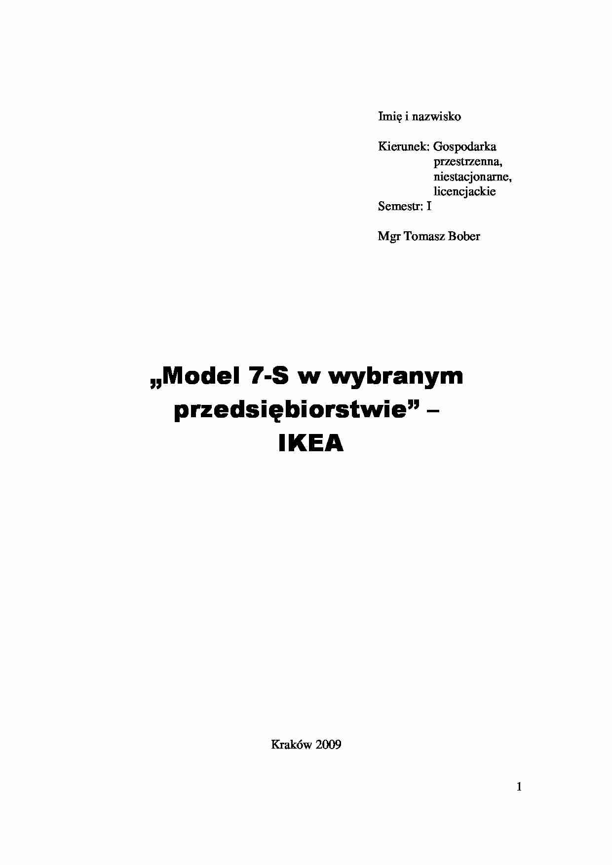 Model 7-S w wybranym przedsiębiorstwie - IKEA - strona 1