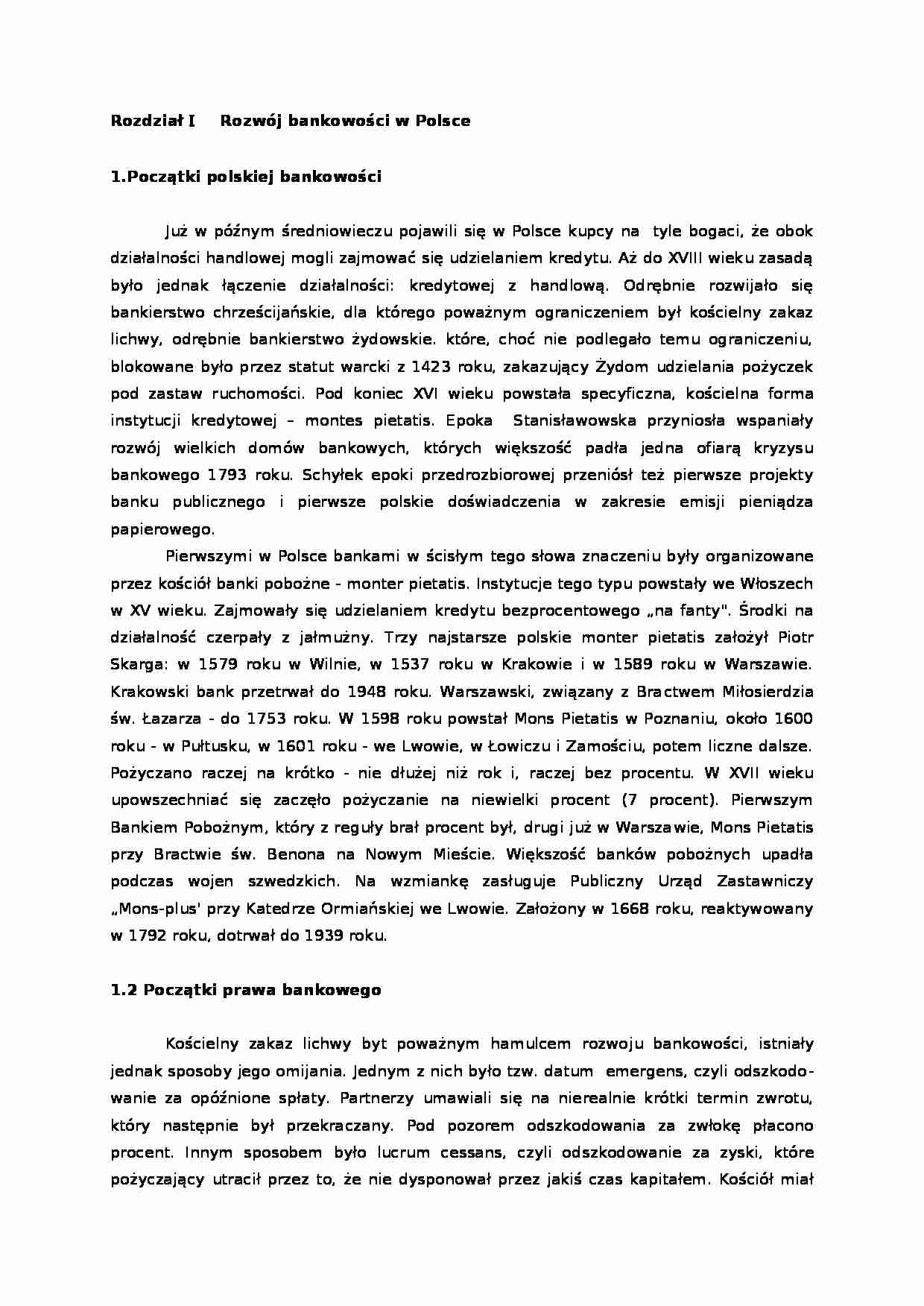 rozwój bankowości w Polsce  - strona 1