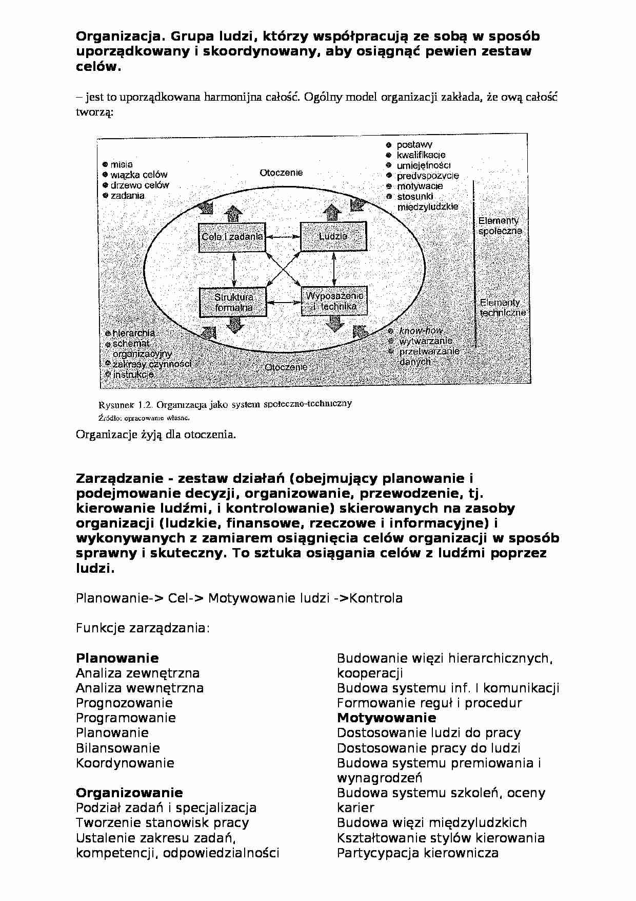 Organizacja i zarządzanie - ćwiczenia - strona 1