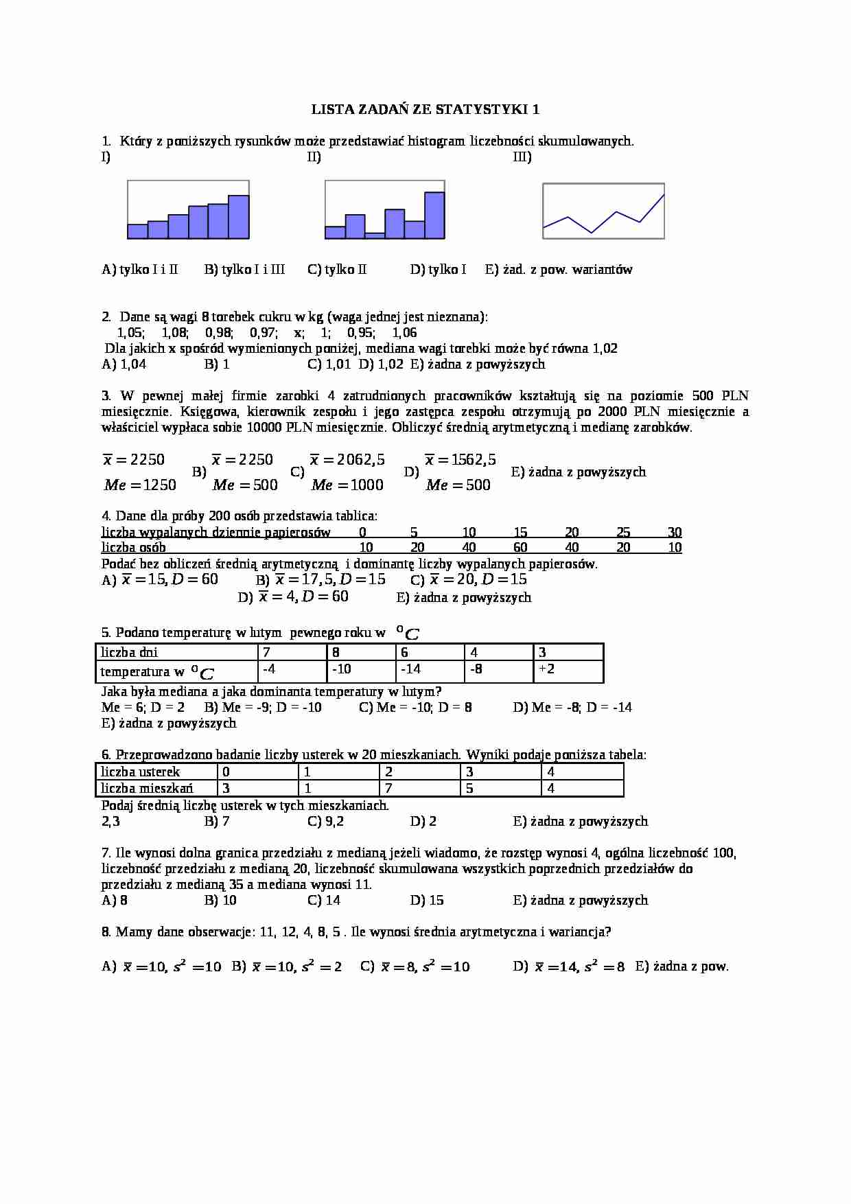 Listy zadań - statystyka - strona 1