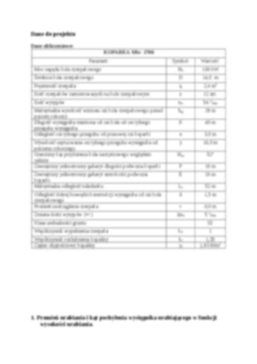 Analiza technologiczna pracy koparki kołowej - projekt - strona 2