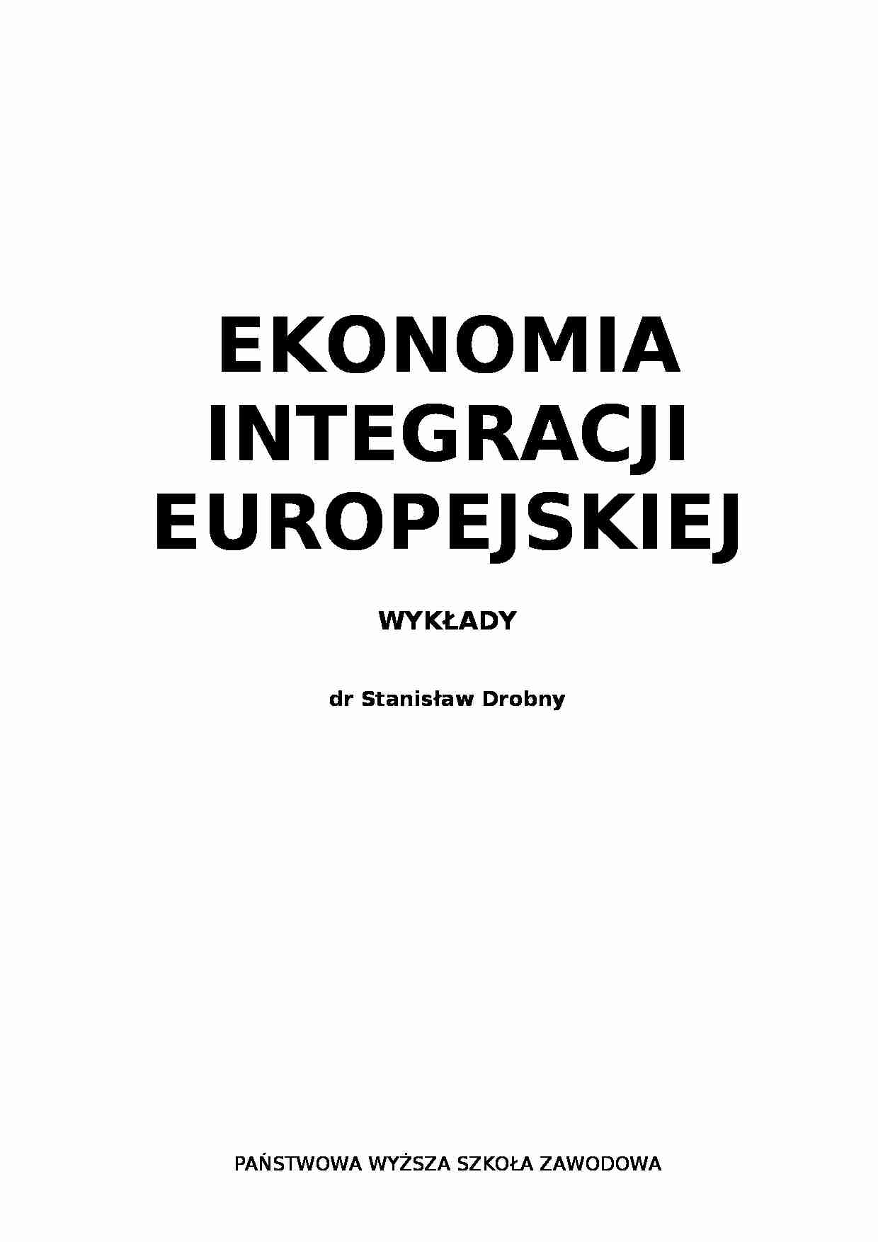 Ekonomia integracji europejskiej - wykłady - strona 1