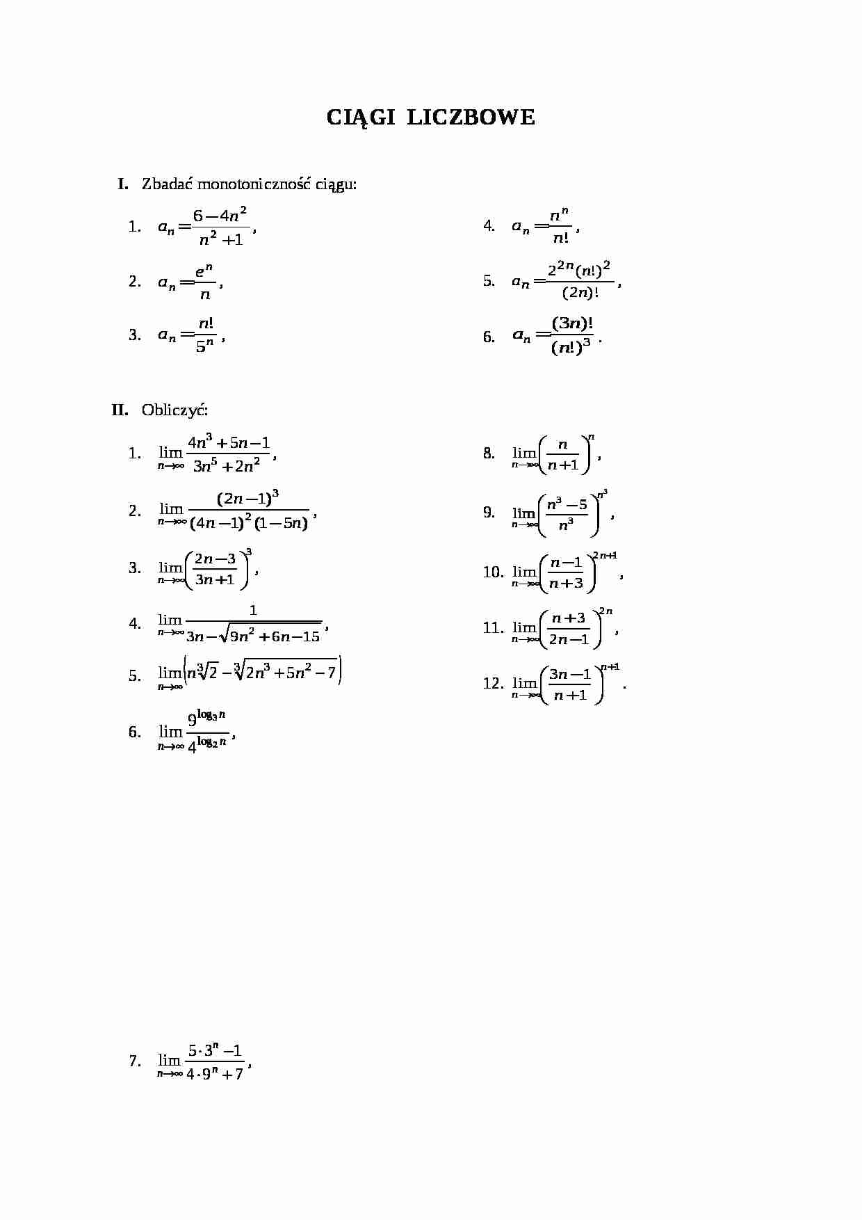Analiza matematyczna - egzamin z ciagów - strona 1