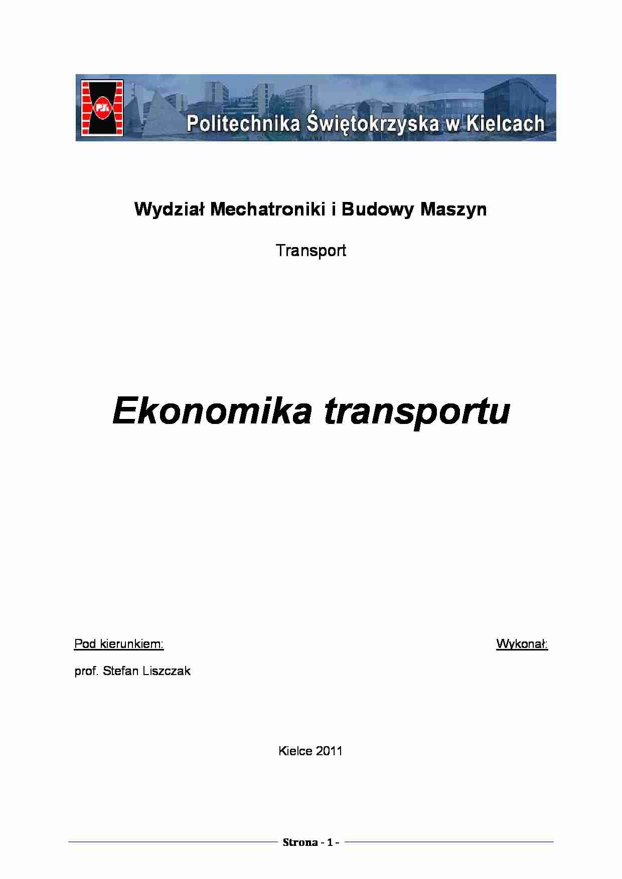 Ekonomika transportu - projekt - strona 1