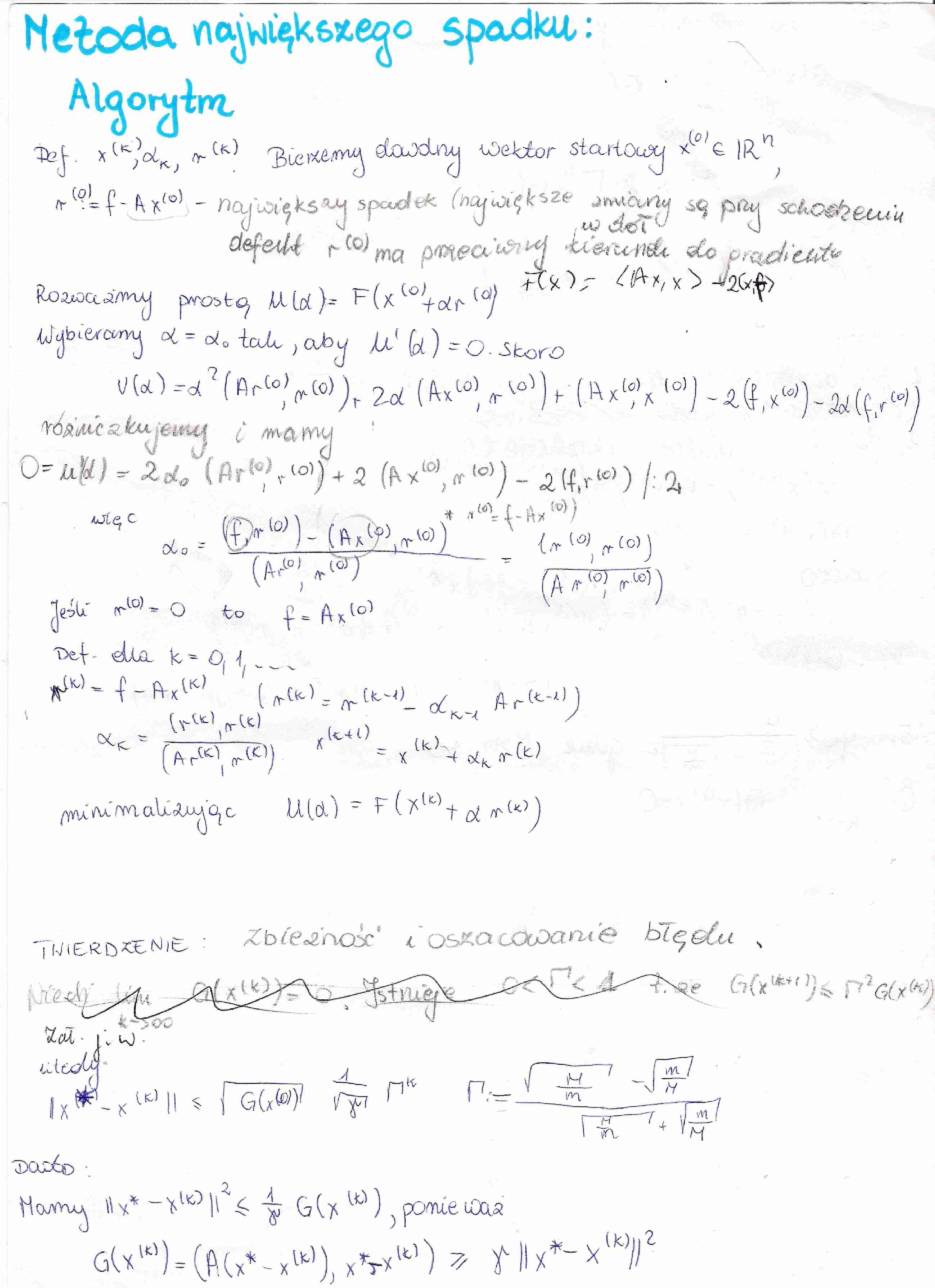 Metody numeryczne algebry liniowej - zagadnienia na egzamin - strona 1