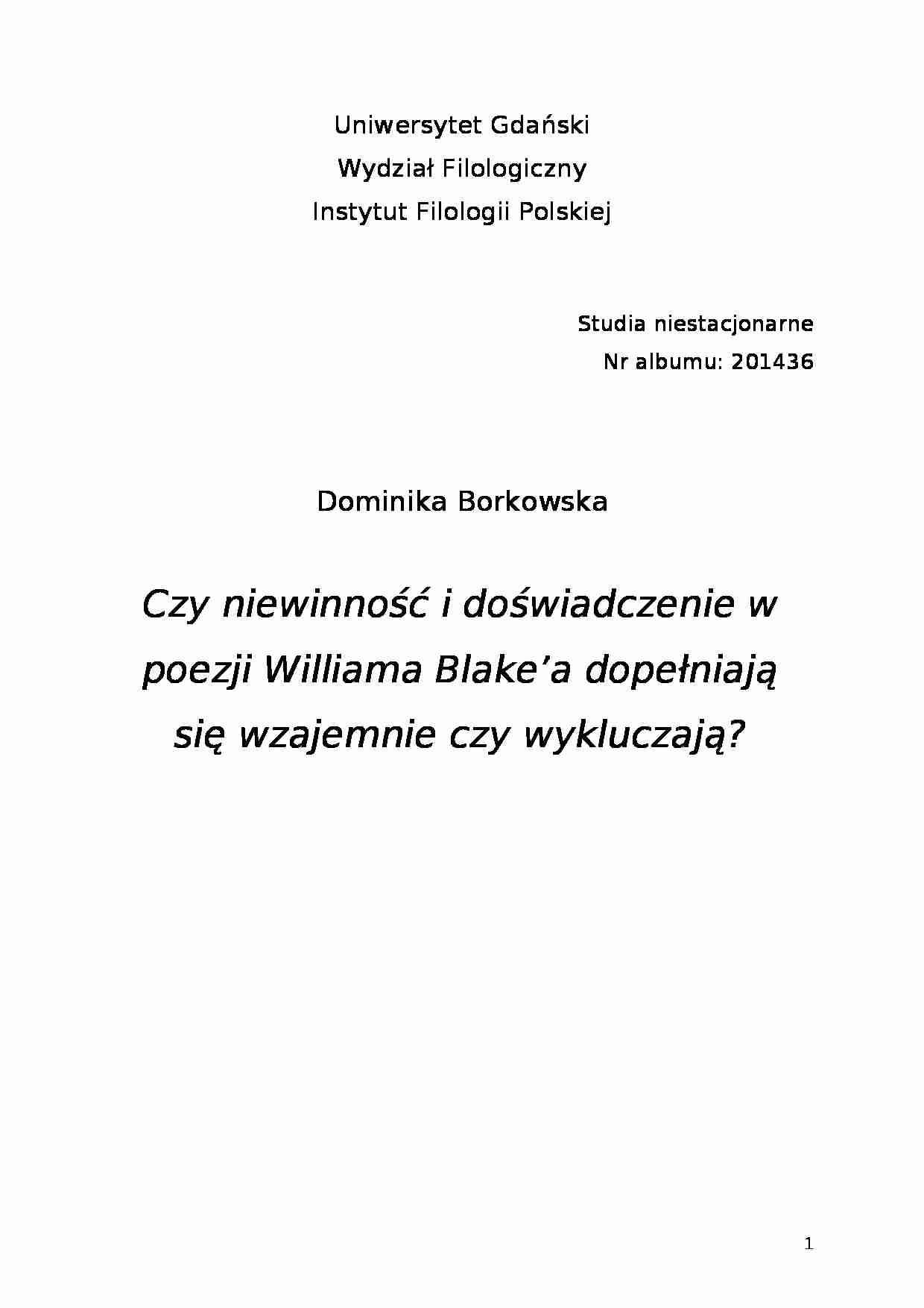Literatura powszechna - Wiliam Blake - strona 1