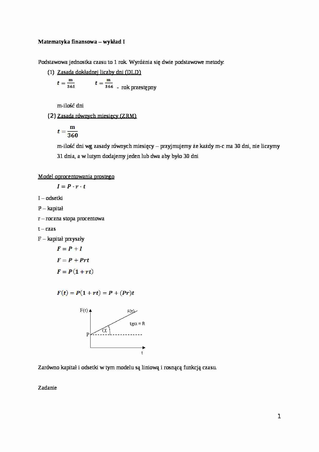 Matematyka finansowa - wprowadzenie - strona 1