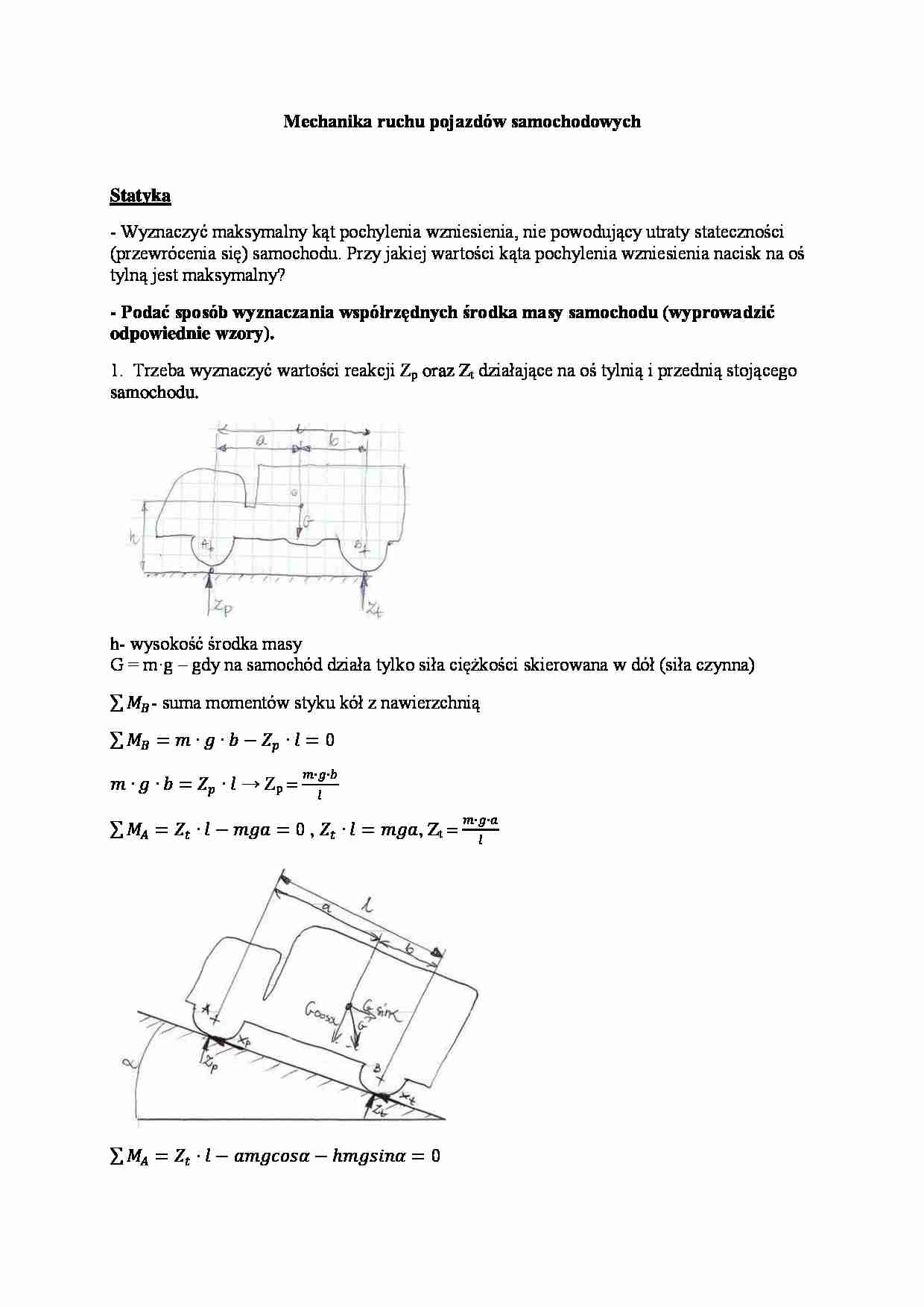 Mechanika ruchu pojazdów samochodowych - strona 1